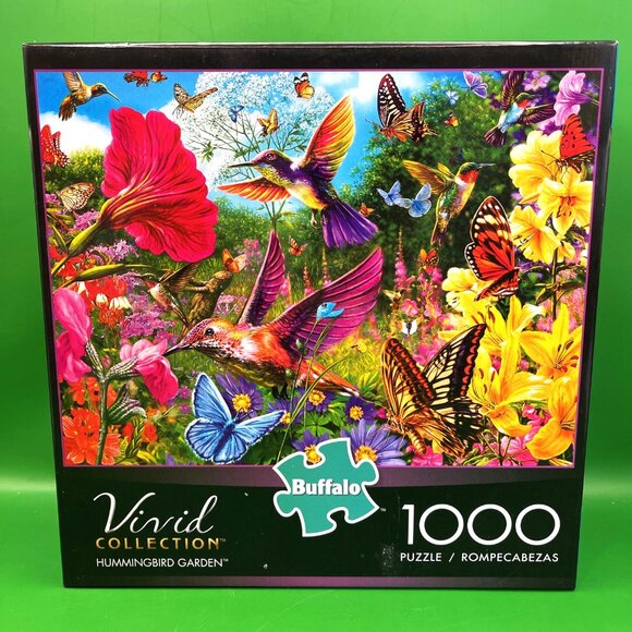 Buffalo 1000 Piece Interlocking Jig-Saw Puzzle Hummingbird Garden Ocean Set of 2 - Picture 2 of 13